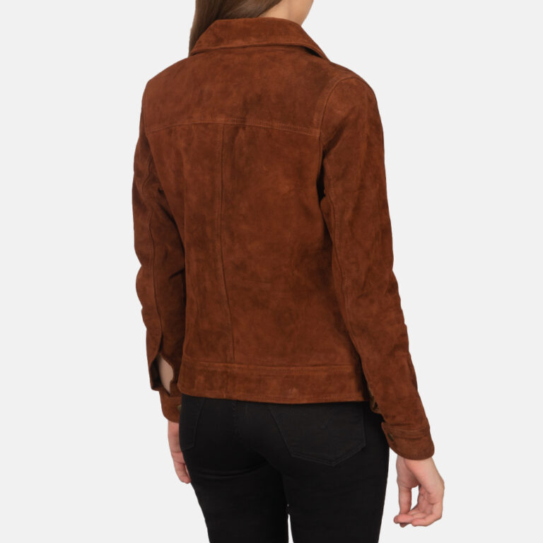 Womens Suzy Brown Suede Jacket Tilted Back-8-1659378331502